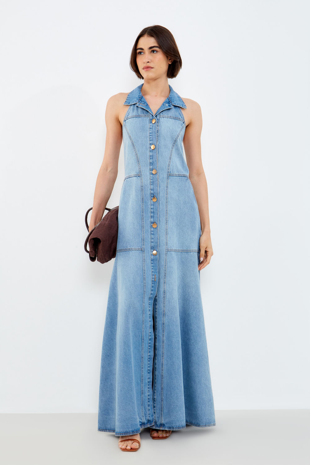 Vestido Jeans Botões Frente - Jeans