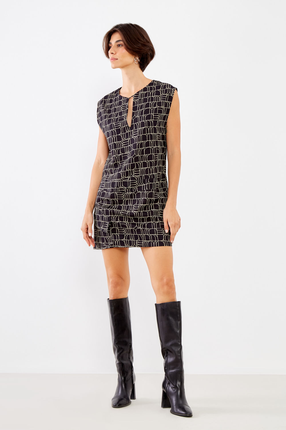 Vestido Curto Estampa Sena Black - Est Sena Black