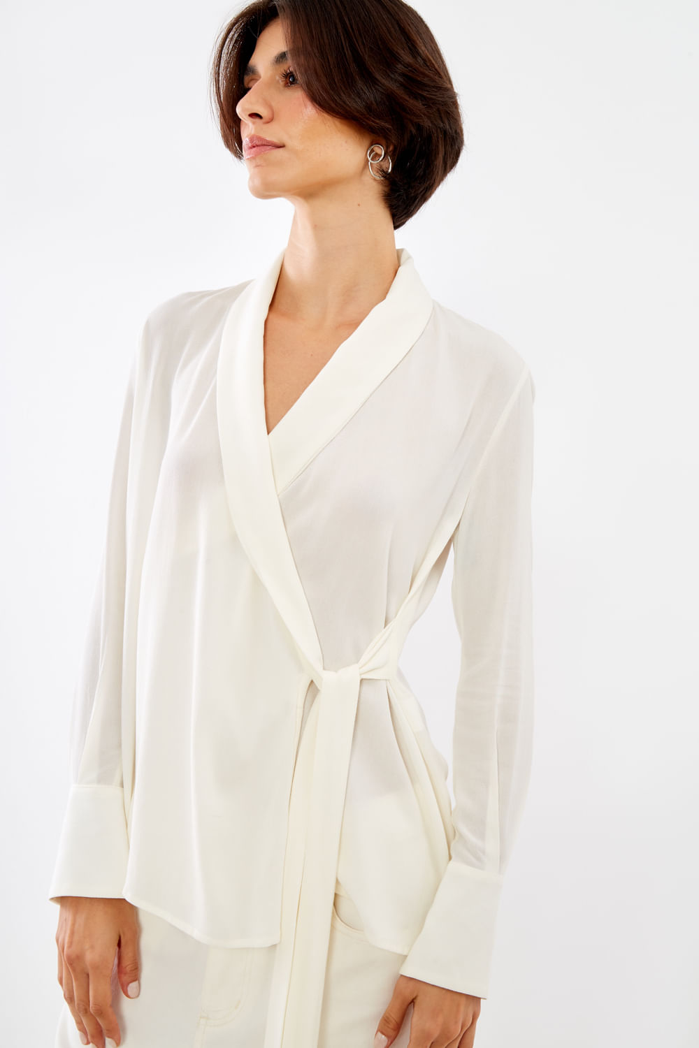 Blusa Casual Manga Longa - Off White