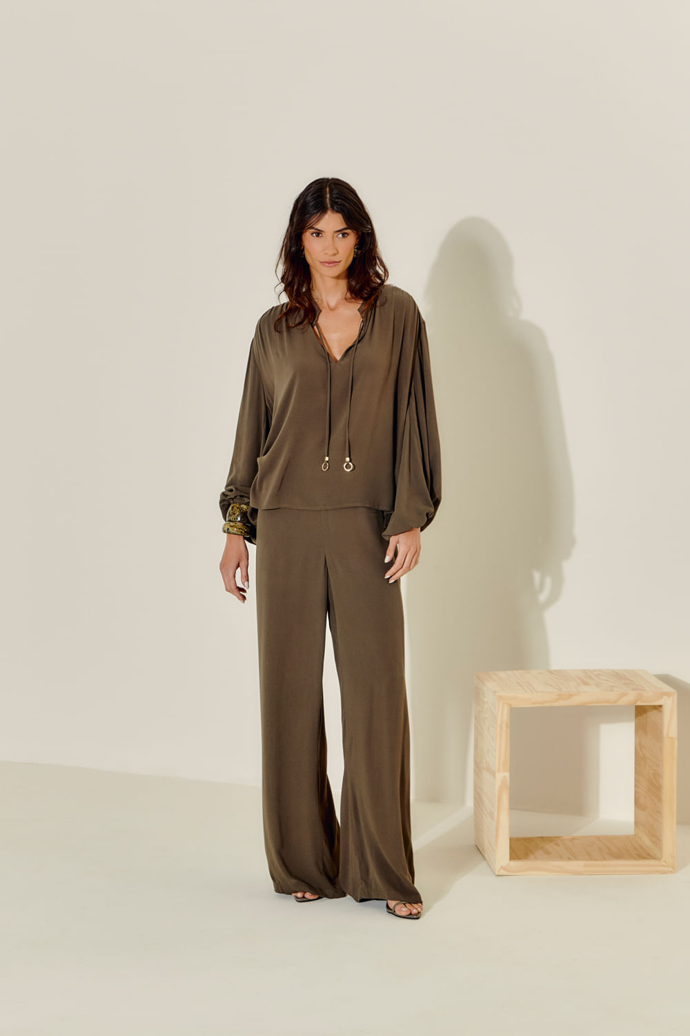 Calça Casual Fuida - Verde Military
