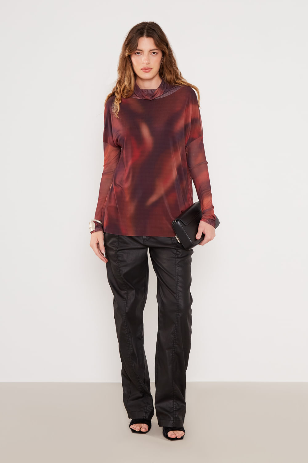 Blusa Tule Plissada Estampa Fly - Est Fly