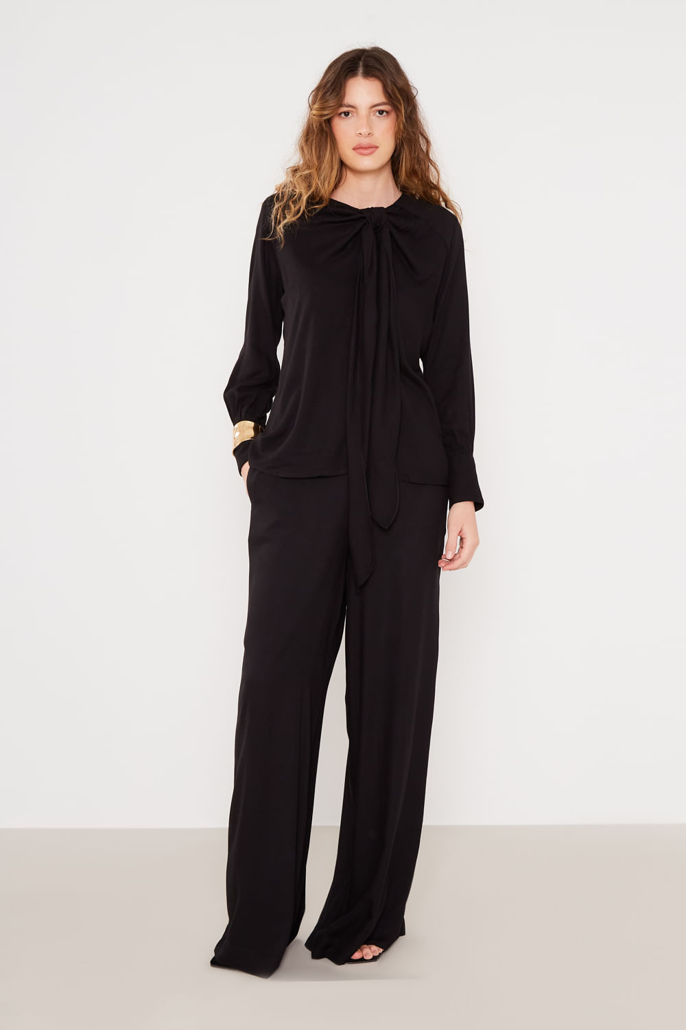 Blusa Casual Manga Longa - Preto
