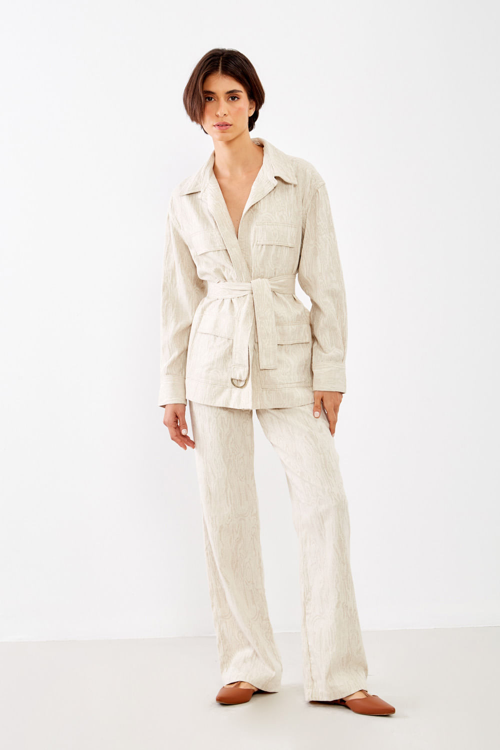 Casaco Sarja Jacquard - Cru