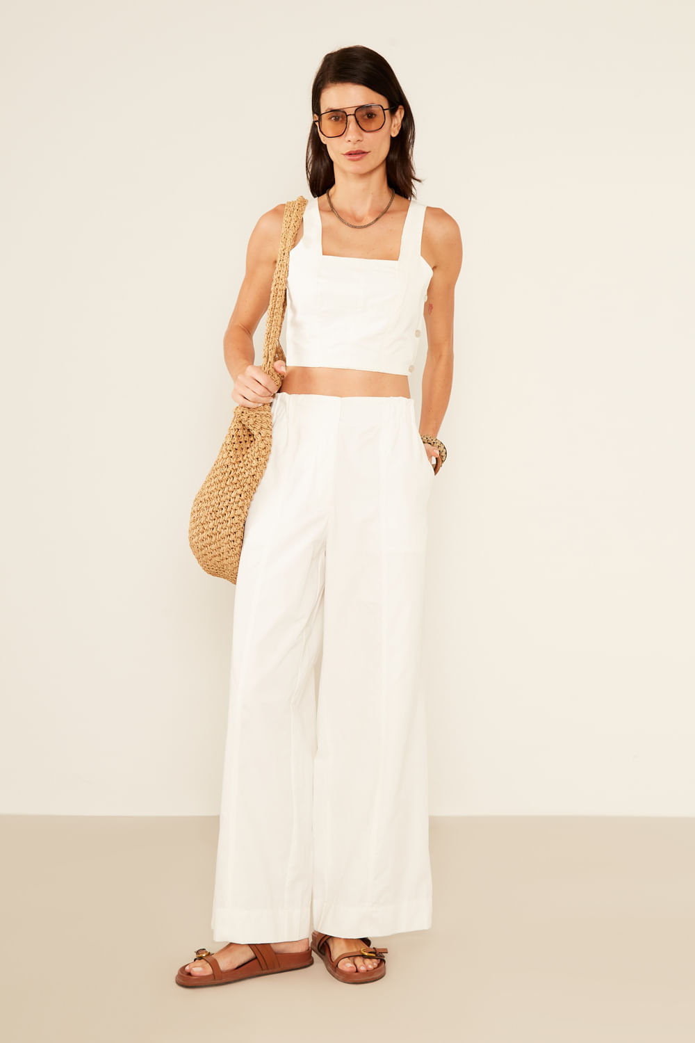 Calça Casual Algodão - Off White