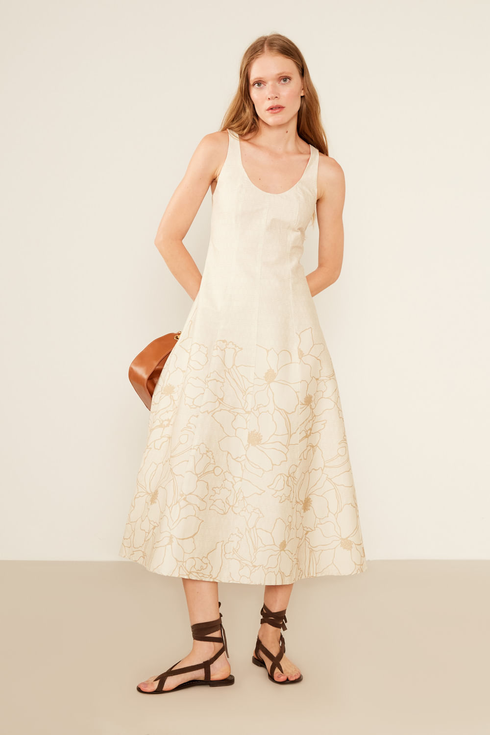Vestido Midi Estampa Tulipa Gold - Est Tulipa Gold