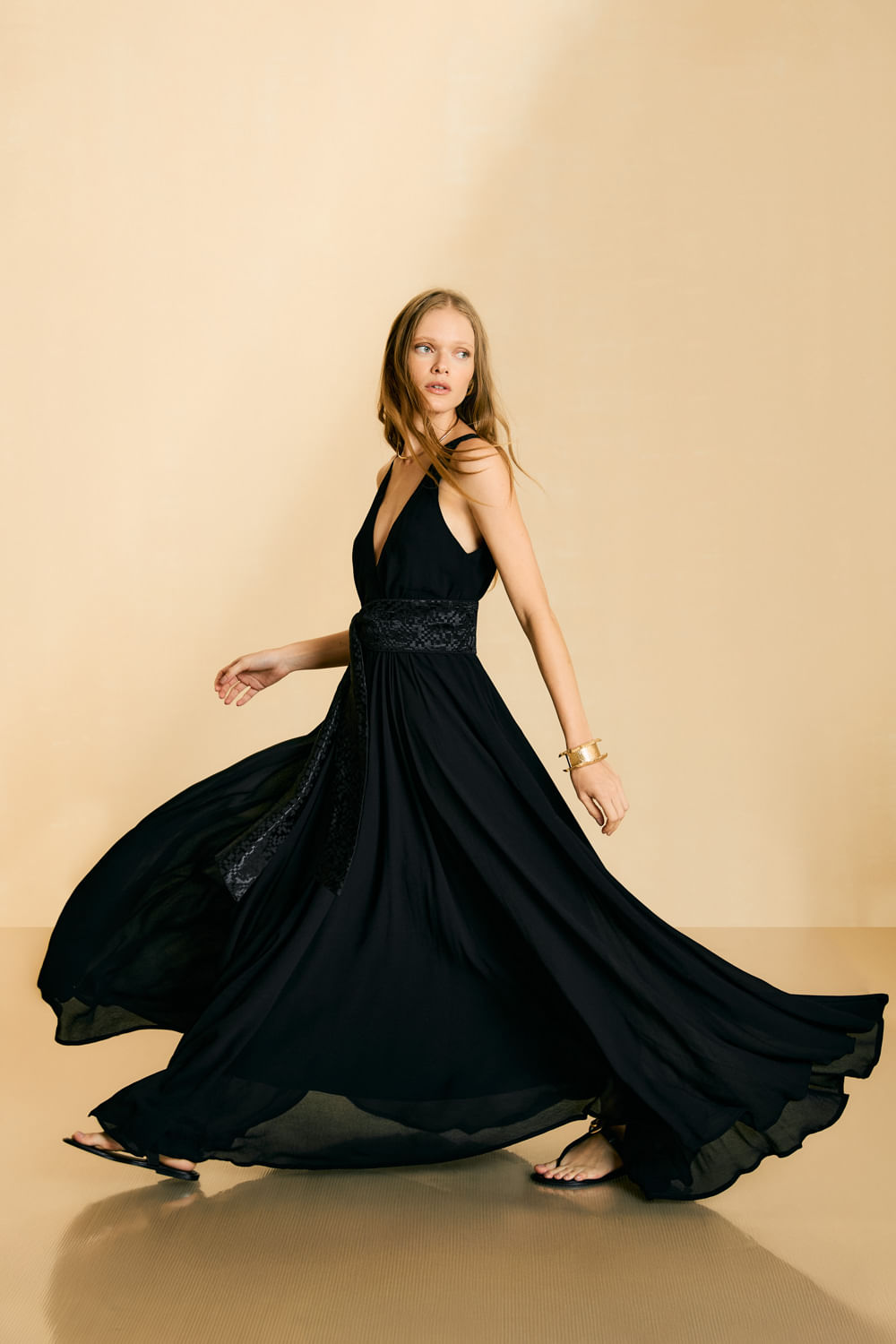 Vestido Faixa Jacquard Play - Preto
