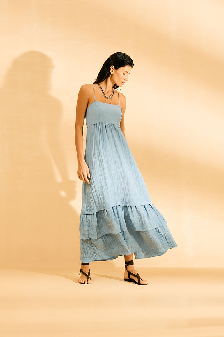 Vestido Casual Alças - Azul Ceu