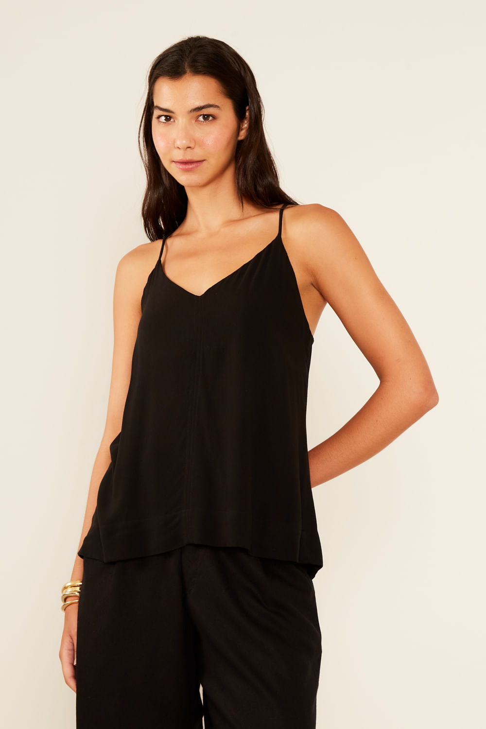 Regata Casual Fenda - Preto