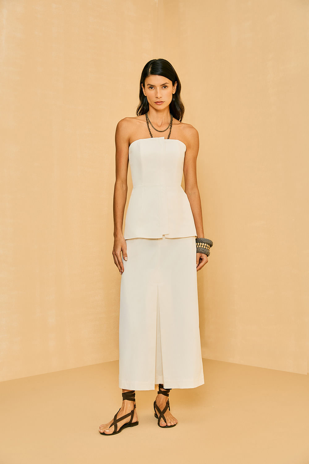 Saia Alfaiataria Com Bolso - Off White