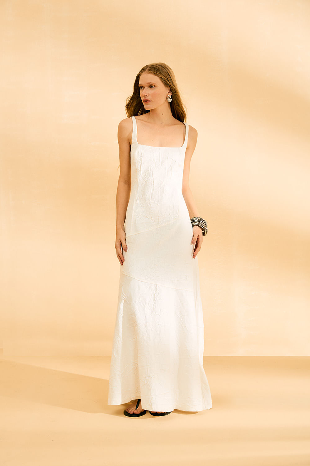 Vestido Sarja Irregular - Off White