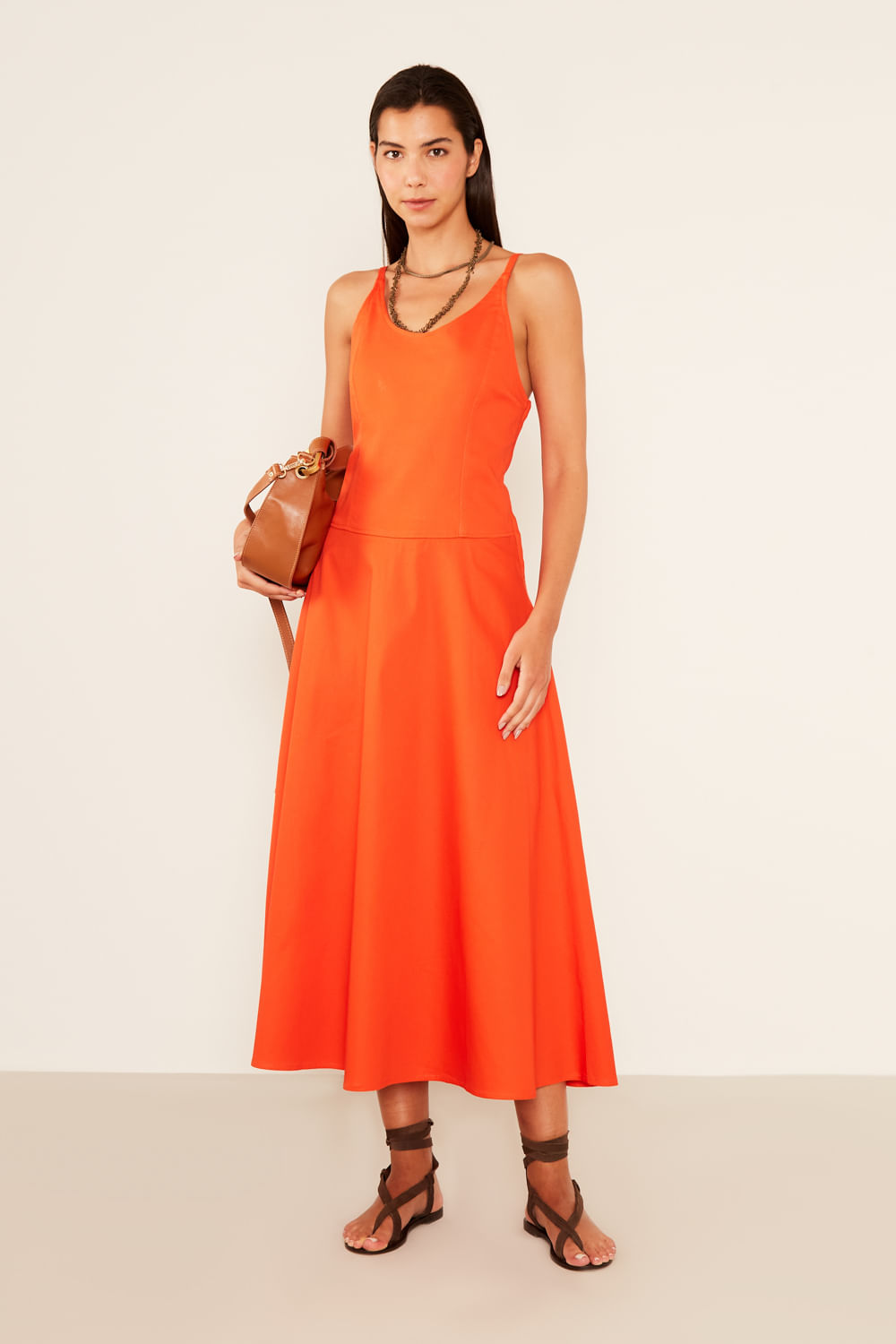 Vestido Alfaiataria Alça Dupla - Orange