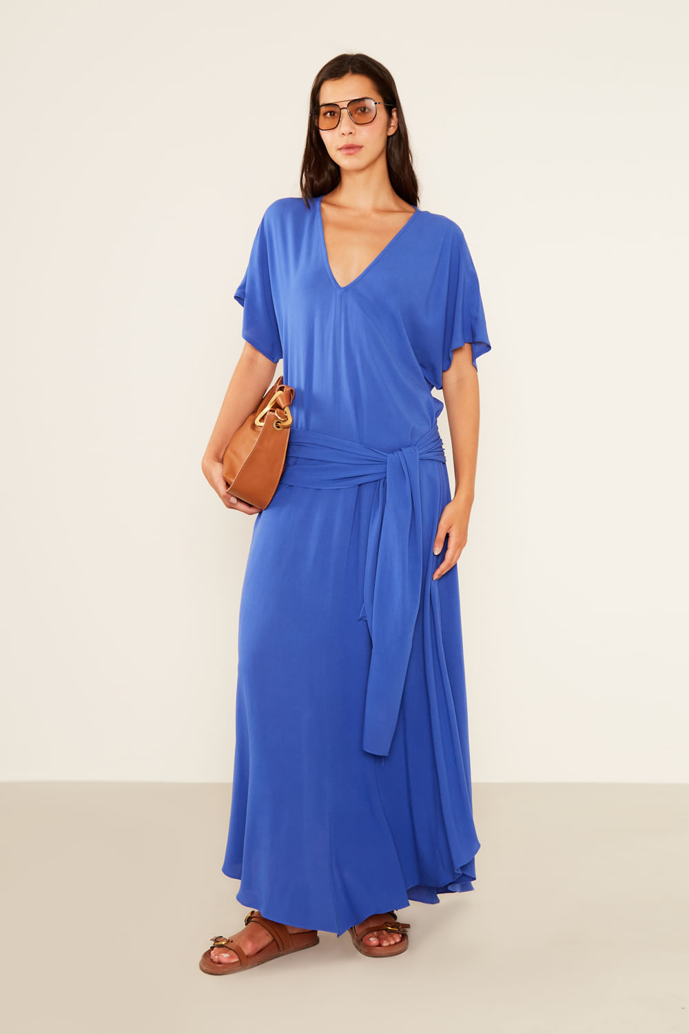 Vestido Casual Pala Amarração - Azul Royal