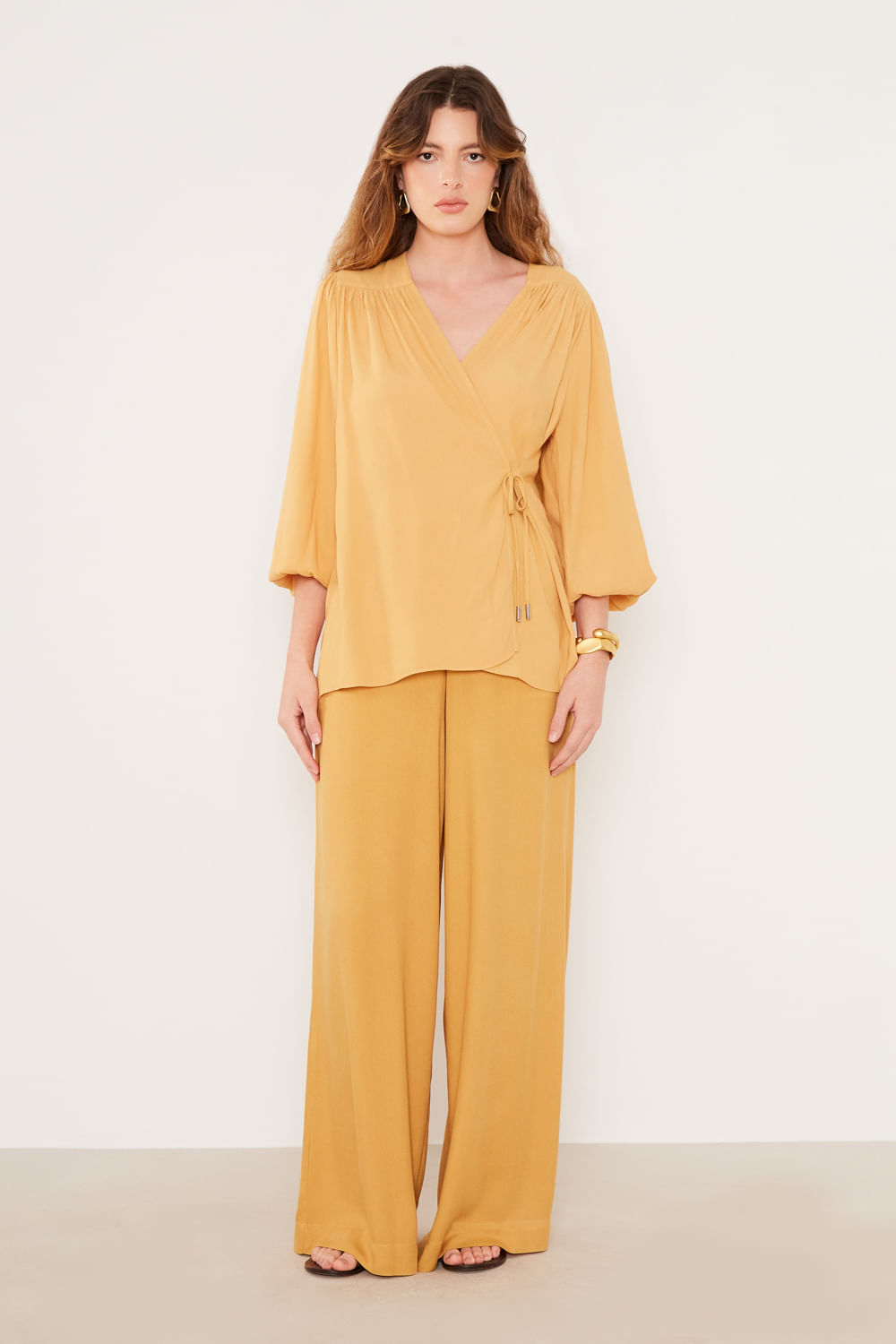 Blusa Transpasse Amarração - Amarelo Tibet