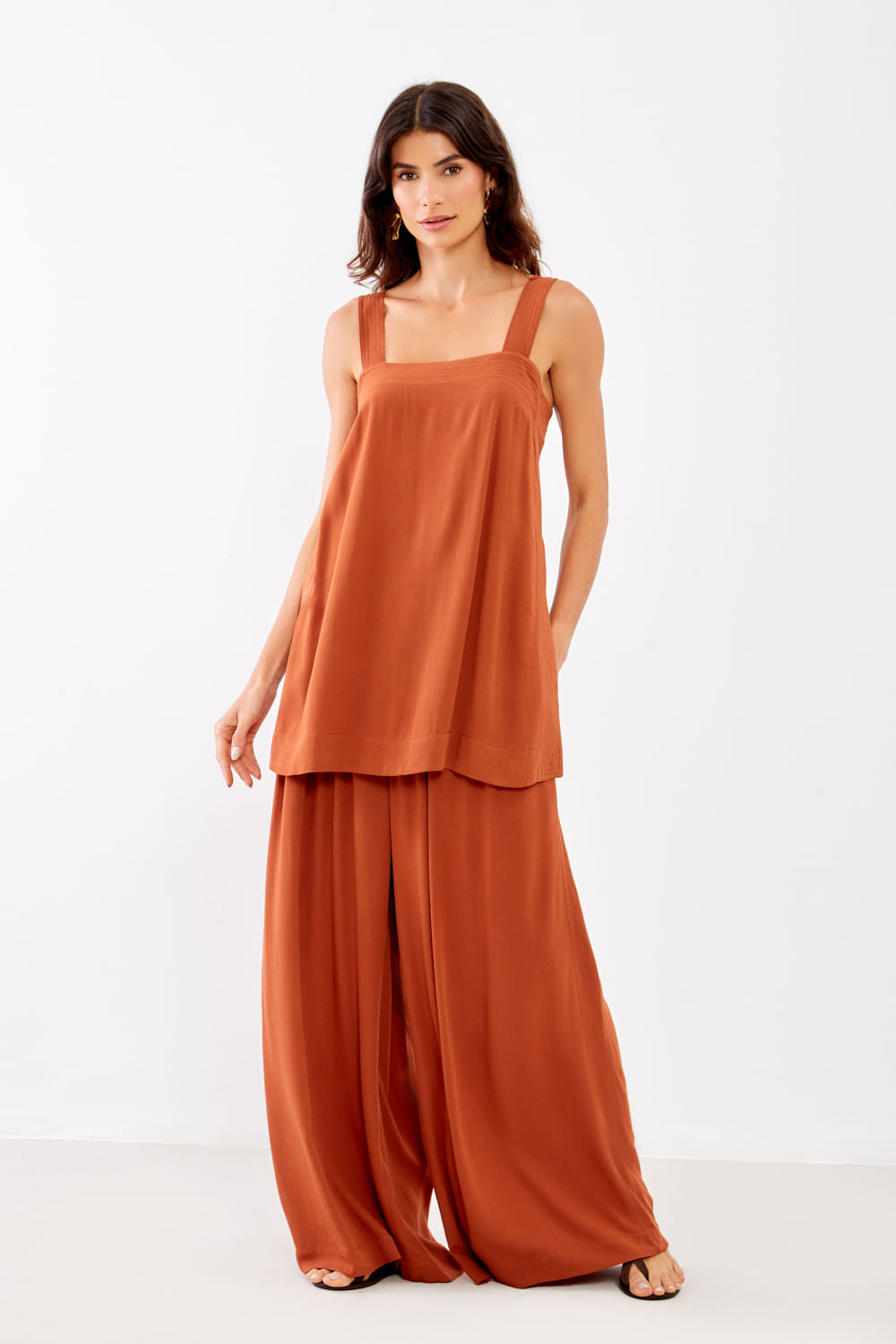 Blusa Alcinha Pespontada - Mogno