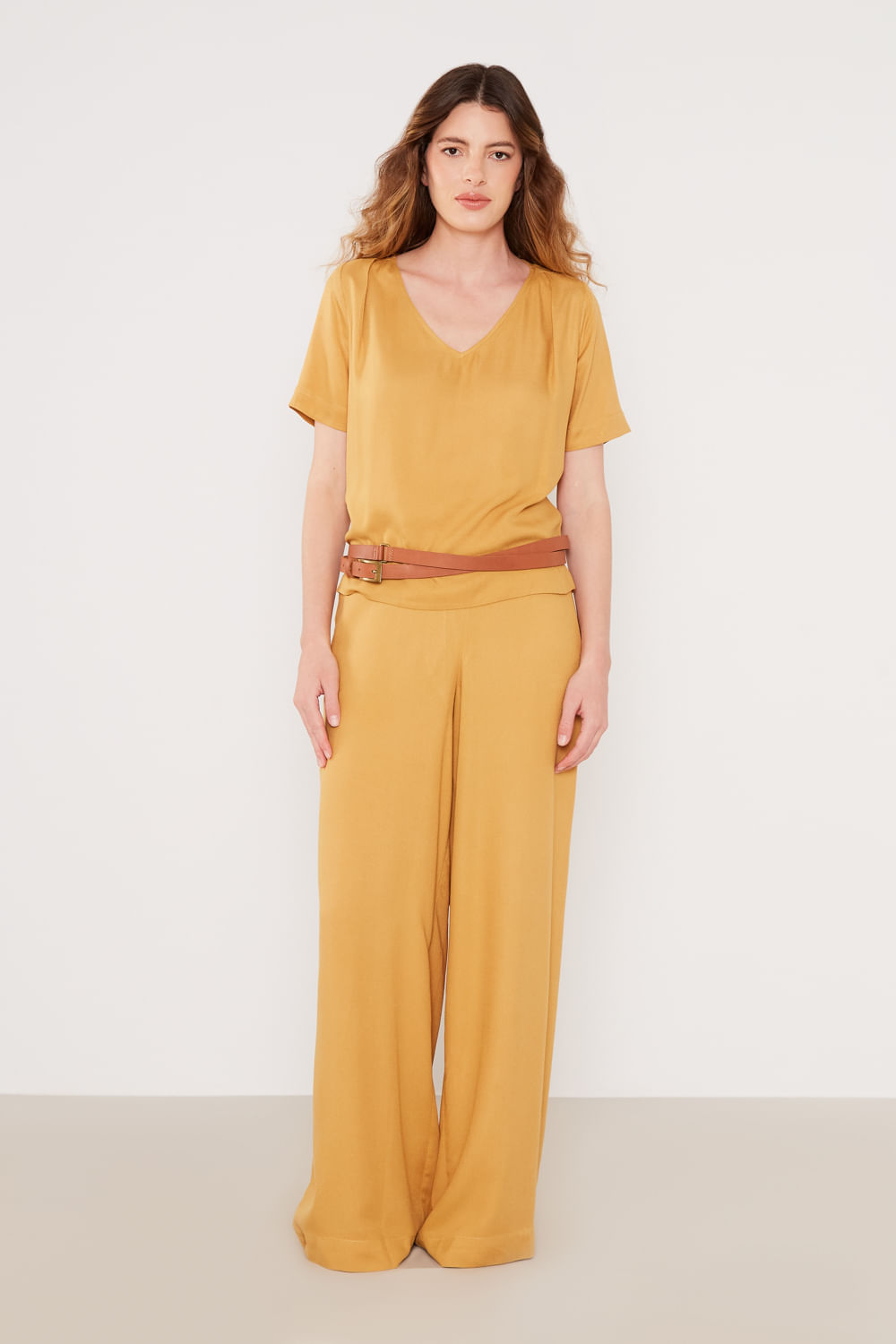 Calça Casual Flare - Amarelo Dijon