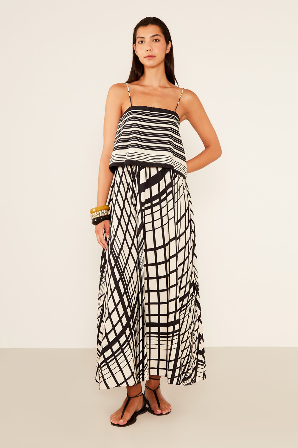 Vestido Midi Estampa Linie Barrado - Est Linie Barrado