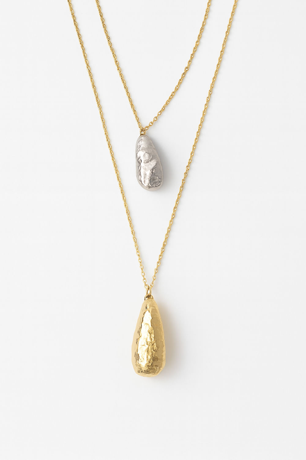 Colar Duplo Gota Orgânico - Dourado