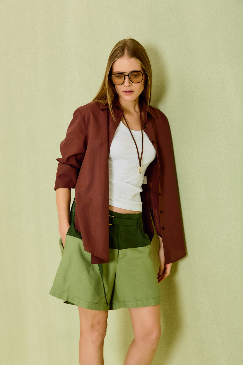 Short Casual Com Cinto - Verde Menta
