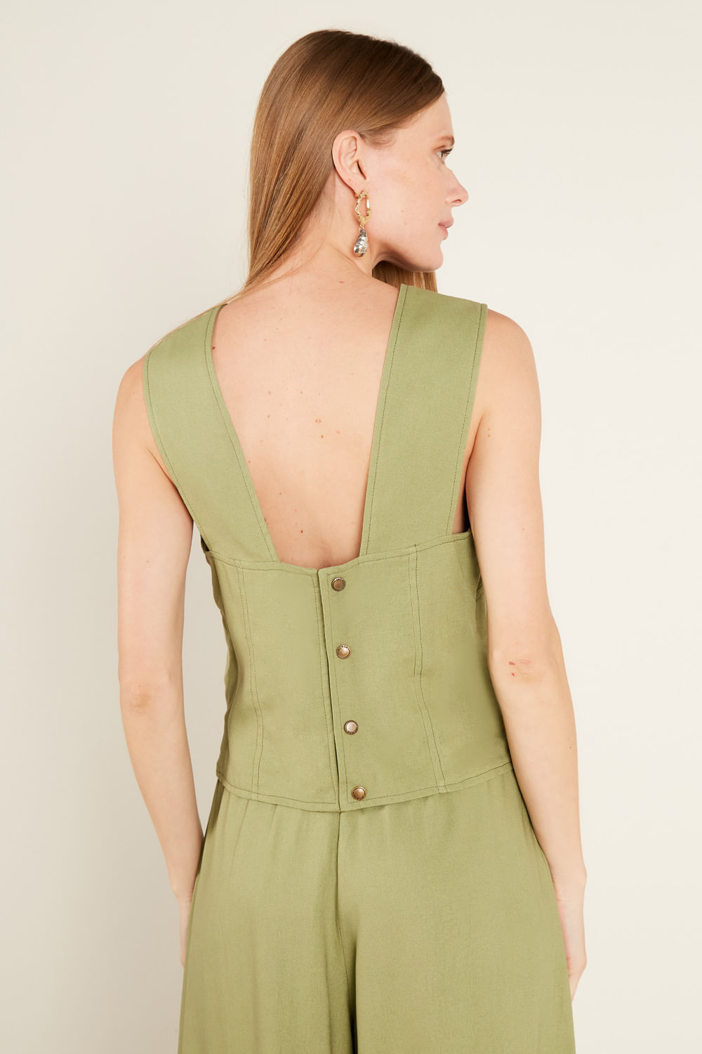 Blusa Casual Decote Costas - Verde Menta
