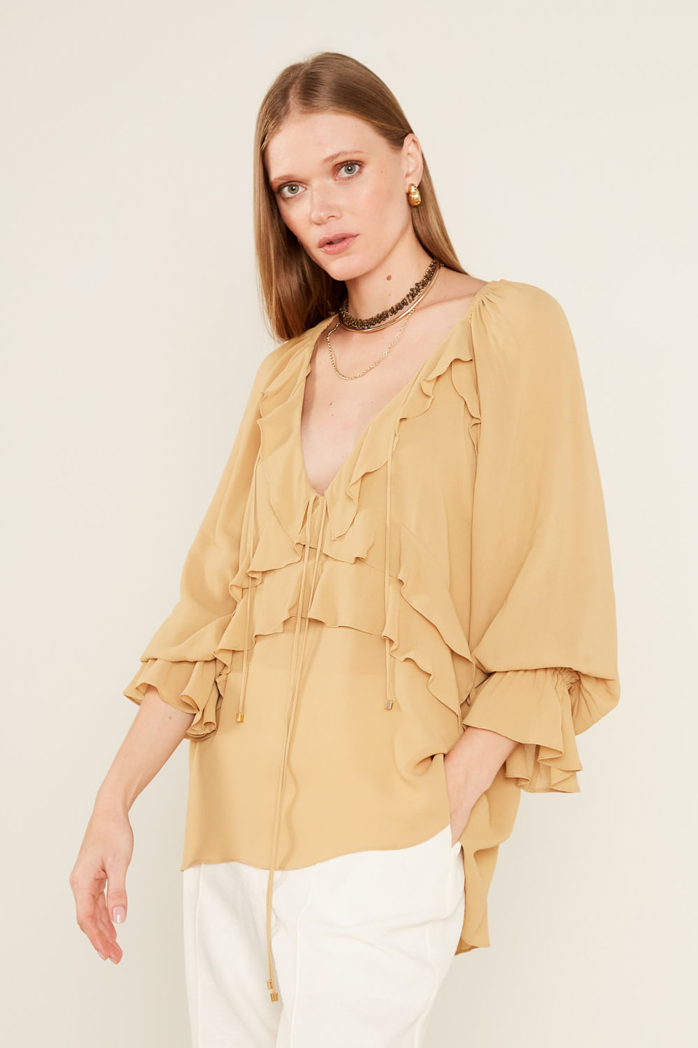 Blusa Babados - Bege Areia