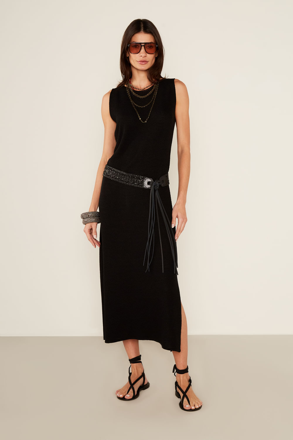 Vestido Tricot Midi - Preto