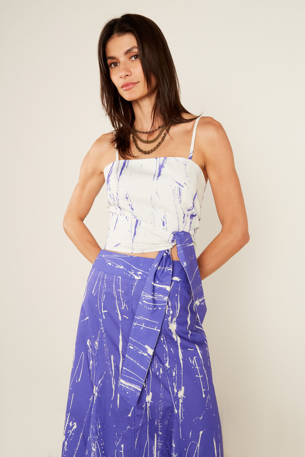 Top Estampa Liz Dupla Face - Est Liz Off Azul