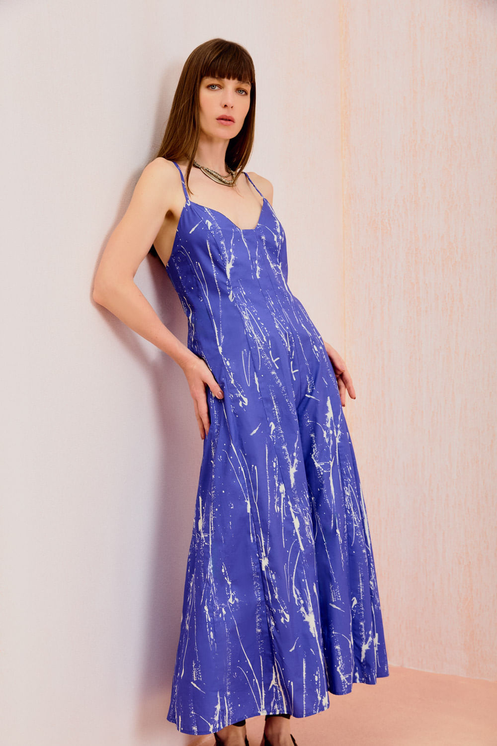 Vestido Midi Estampa Liz Azul - Est Liz Azul