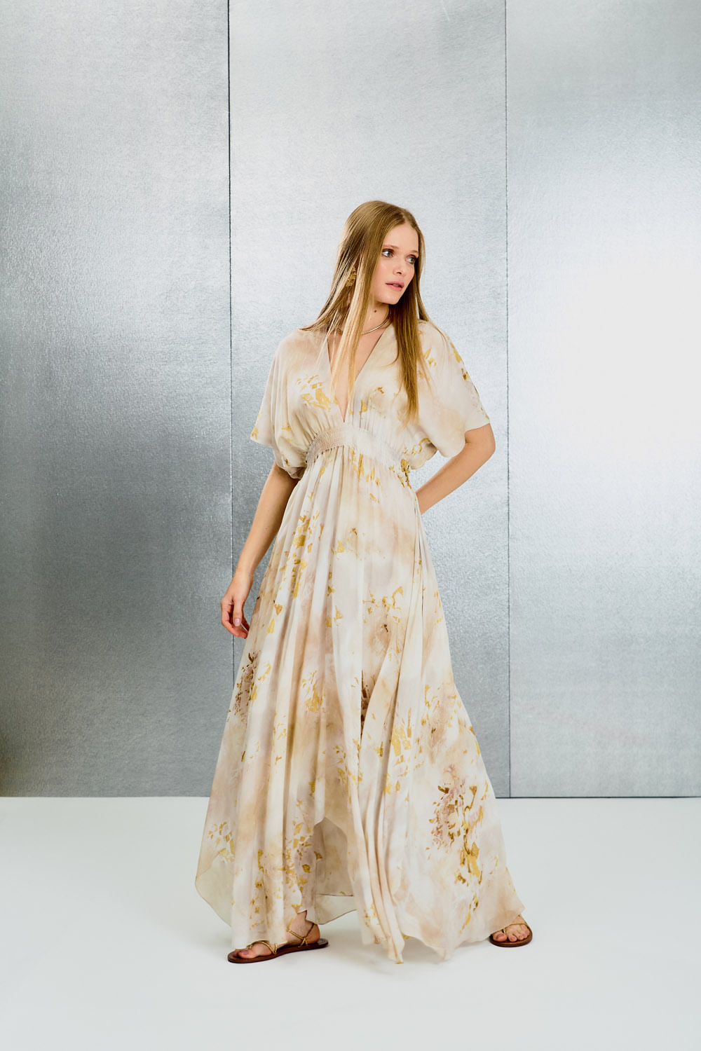 Vestido Longo Estampa Tina Amarela - Est Tina Amarela