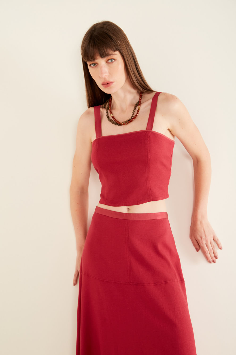 Top Casual Linho - Vermelho Cherry