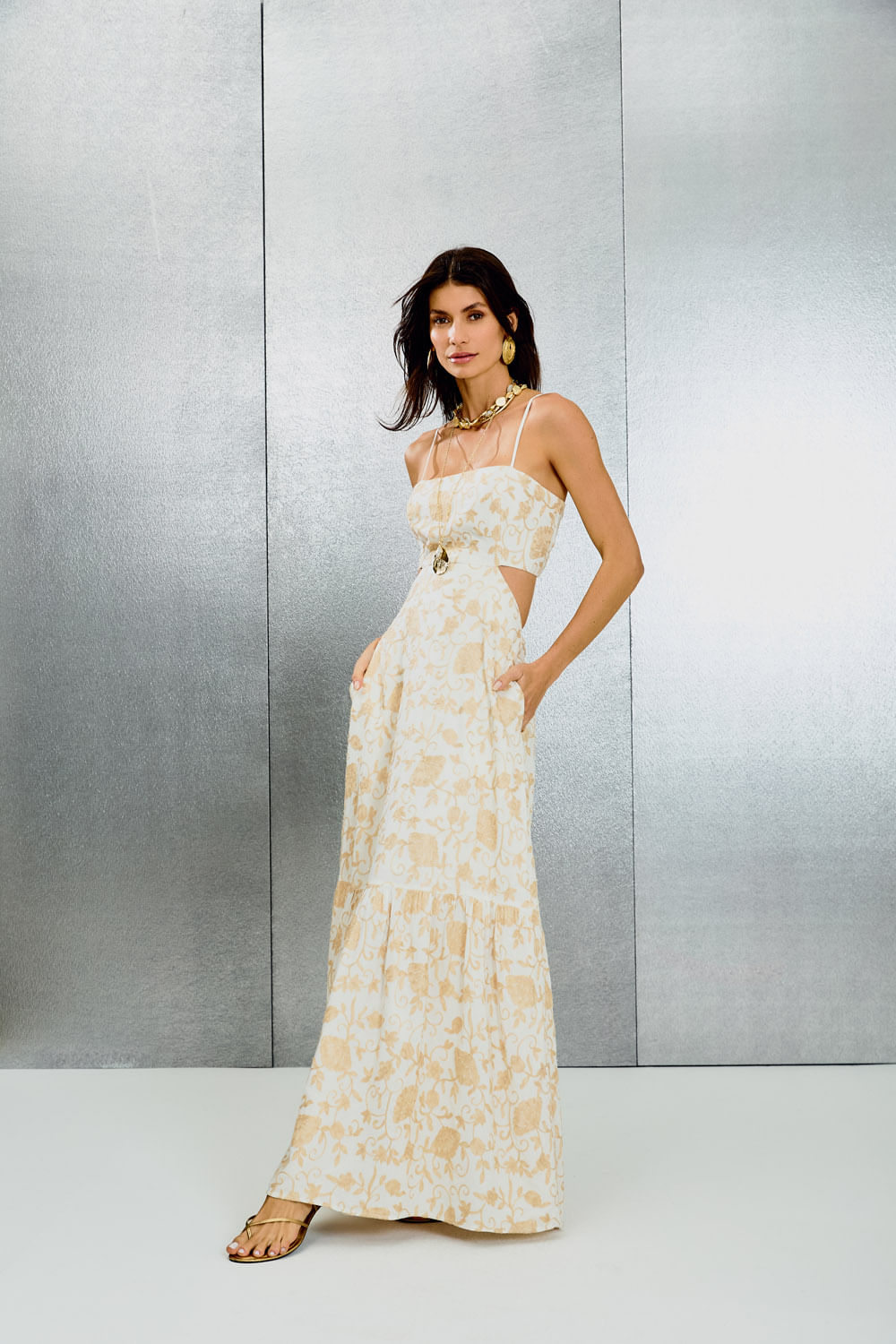 Vestido Alça Bordado Ammis - Off White