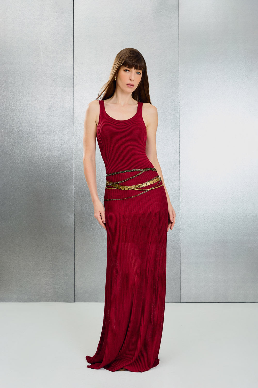Vestidos Tricot Cintura Baixa - Vermelho Cherry