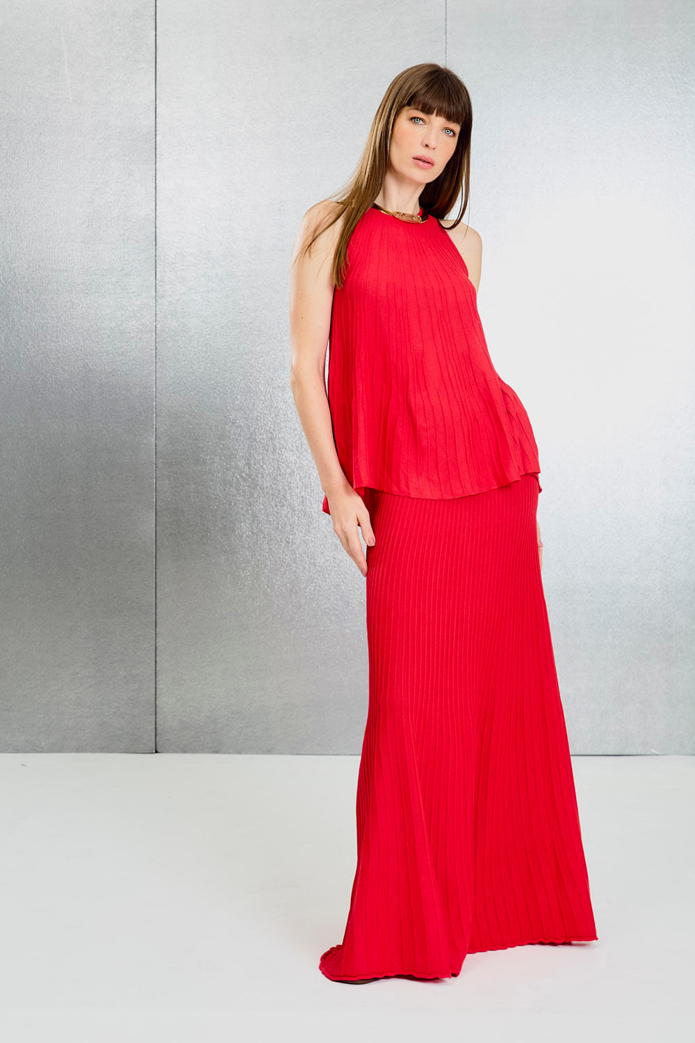 Blusa Tricot Plissada - Vermelho Pepper