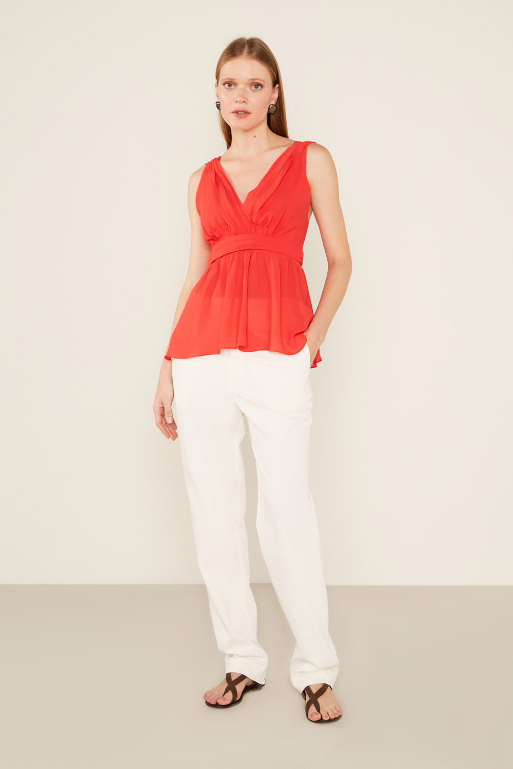Blusa Decote - Orange