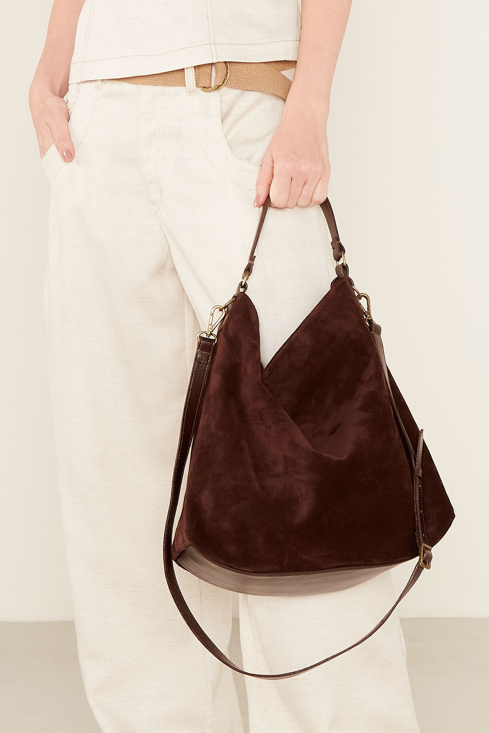 Bolsa Slouch Camurça - Marrom Capuccino