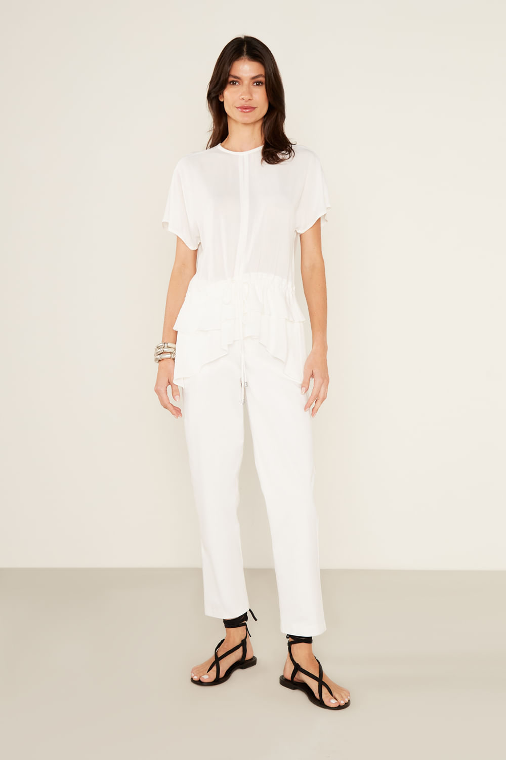 Blusa Casual Detalhe Amarração - Off White