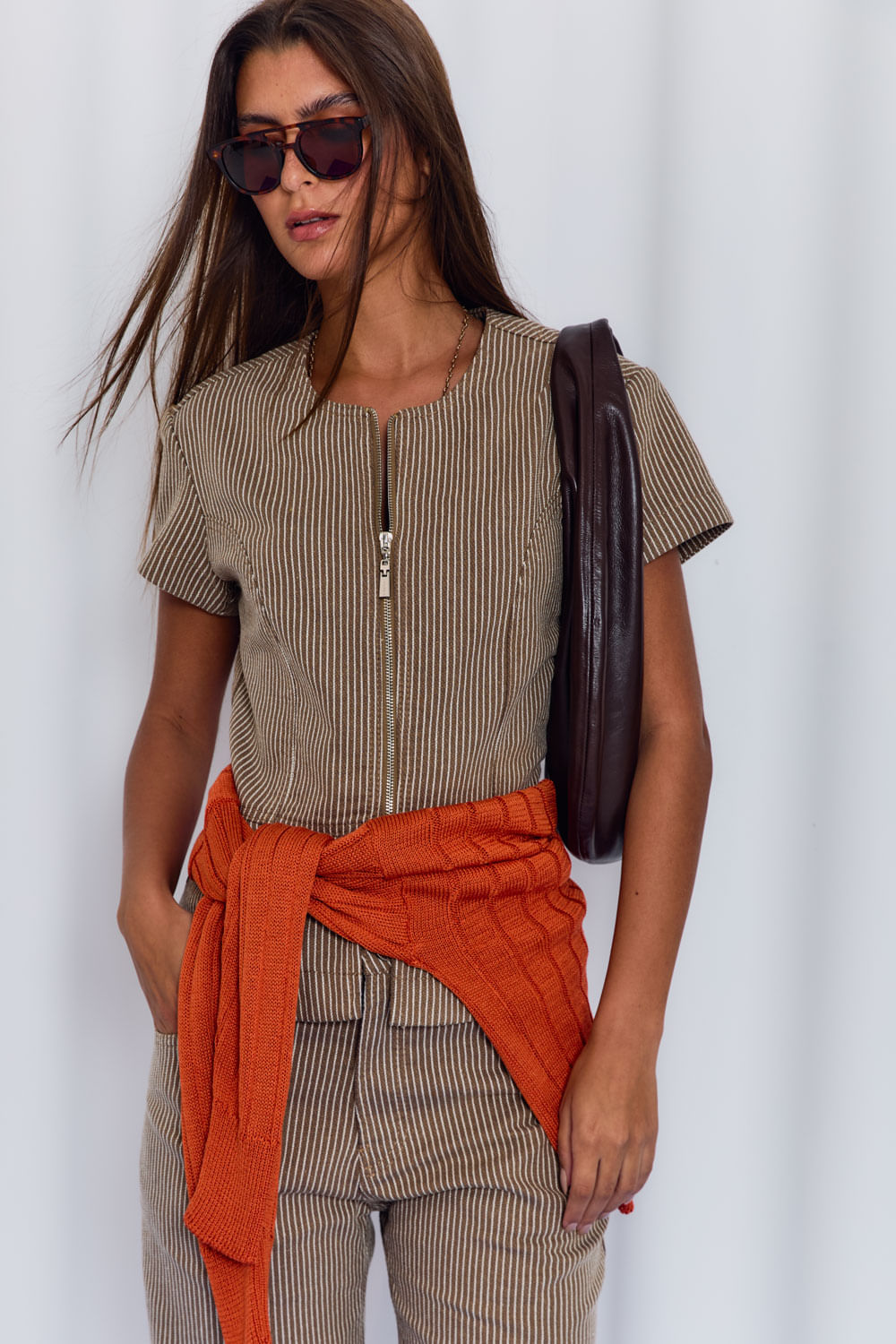 Blusa Sarja Listras - Bege Ambar