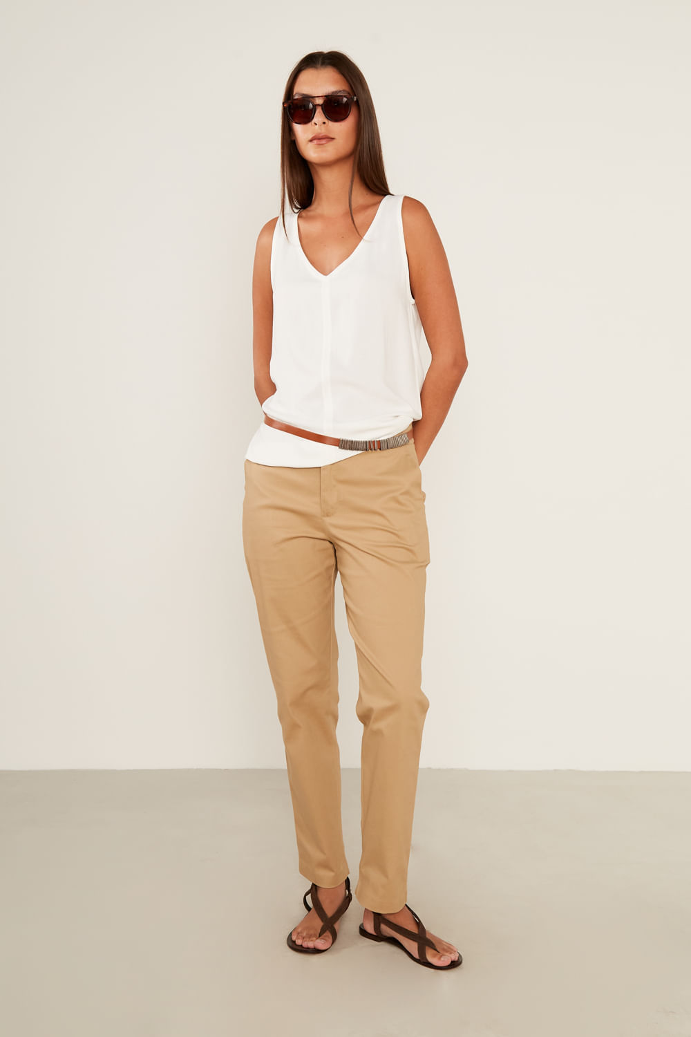 Blusa Decote v Recorte - Off White
