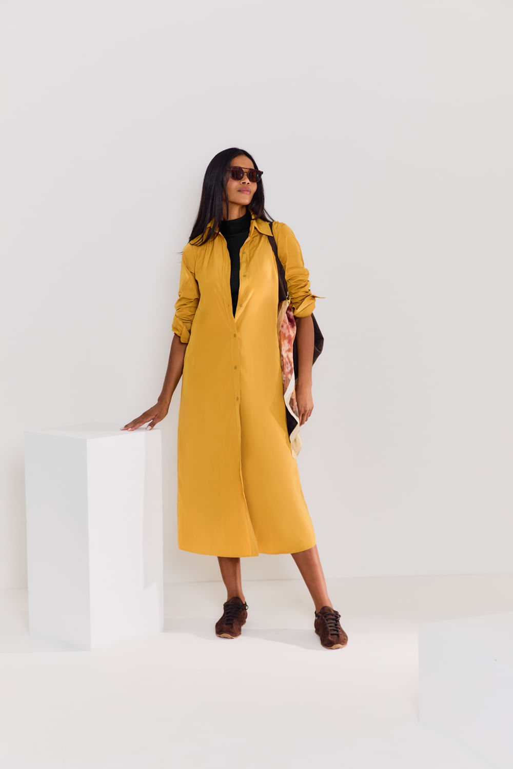 Chemise Techno Botões - Amarelo Ambar