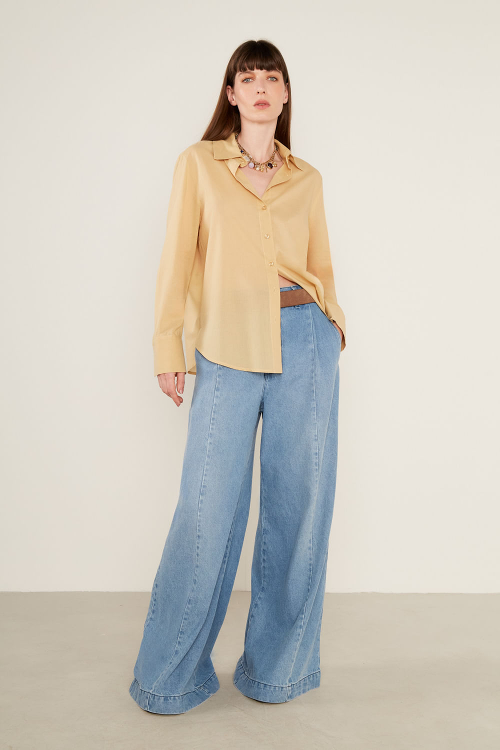 Camisa Algodão Botões - Creme