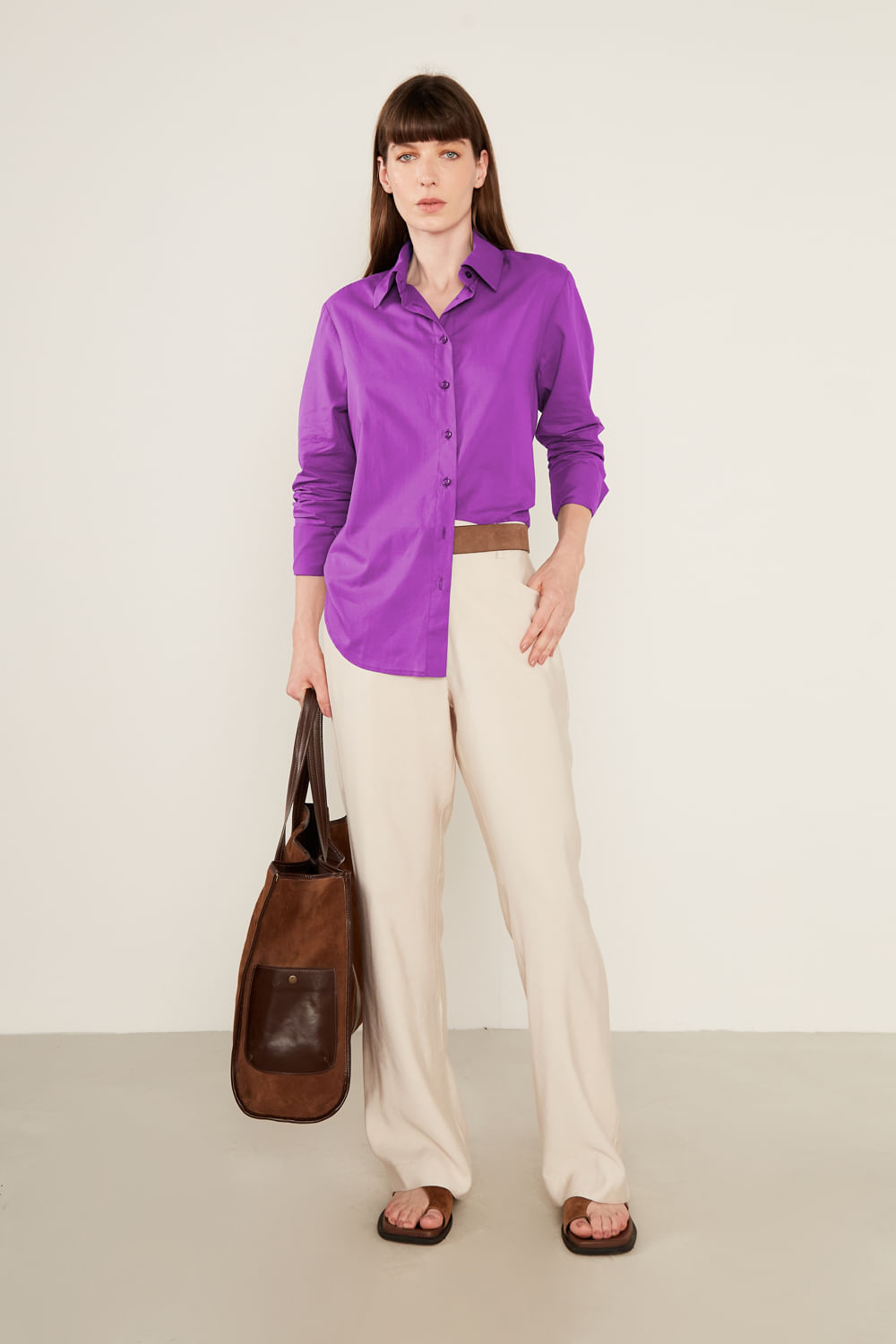 Camisa Algodão Botões - Purpura Escura