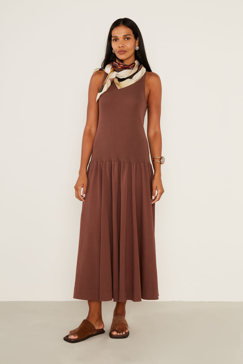 Vestido Malha Regata - Marrom Mascavo