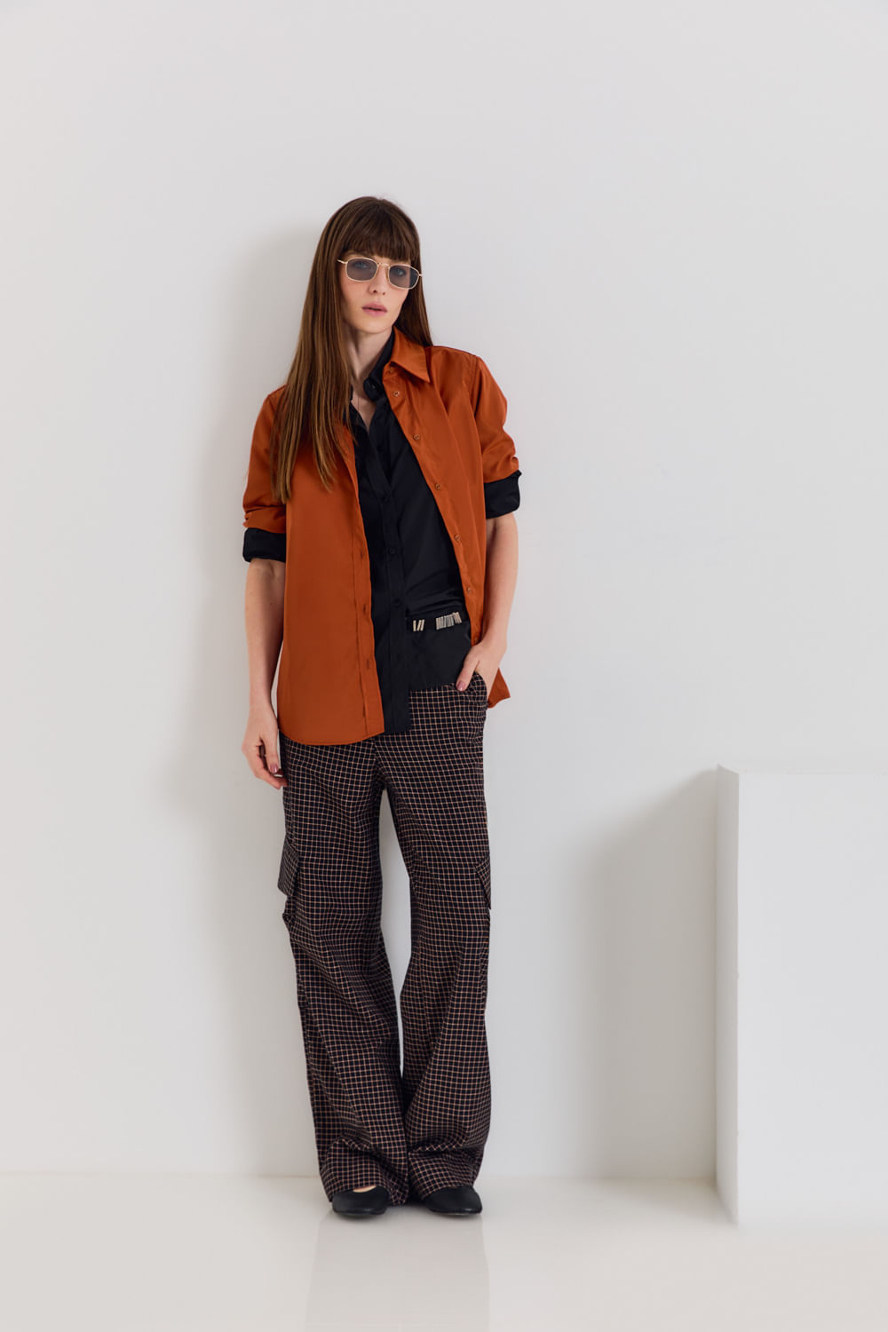 Calça Casual Xadrez Cargo - Xadrez