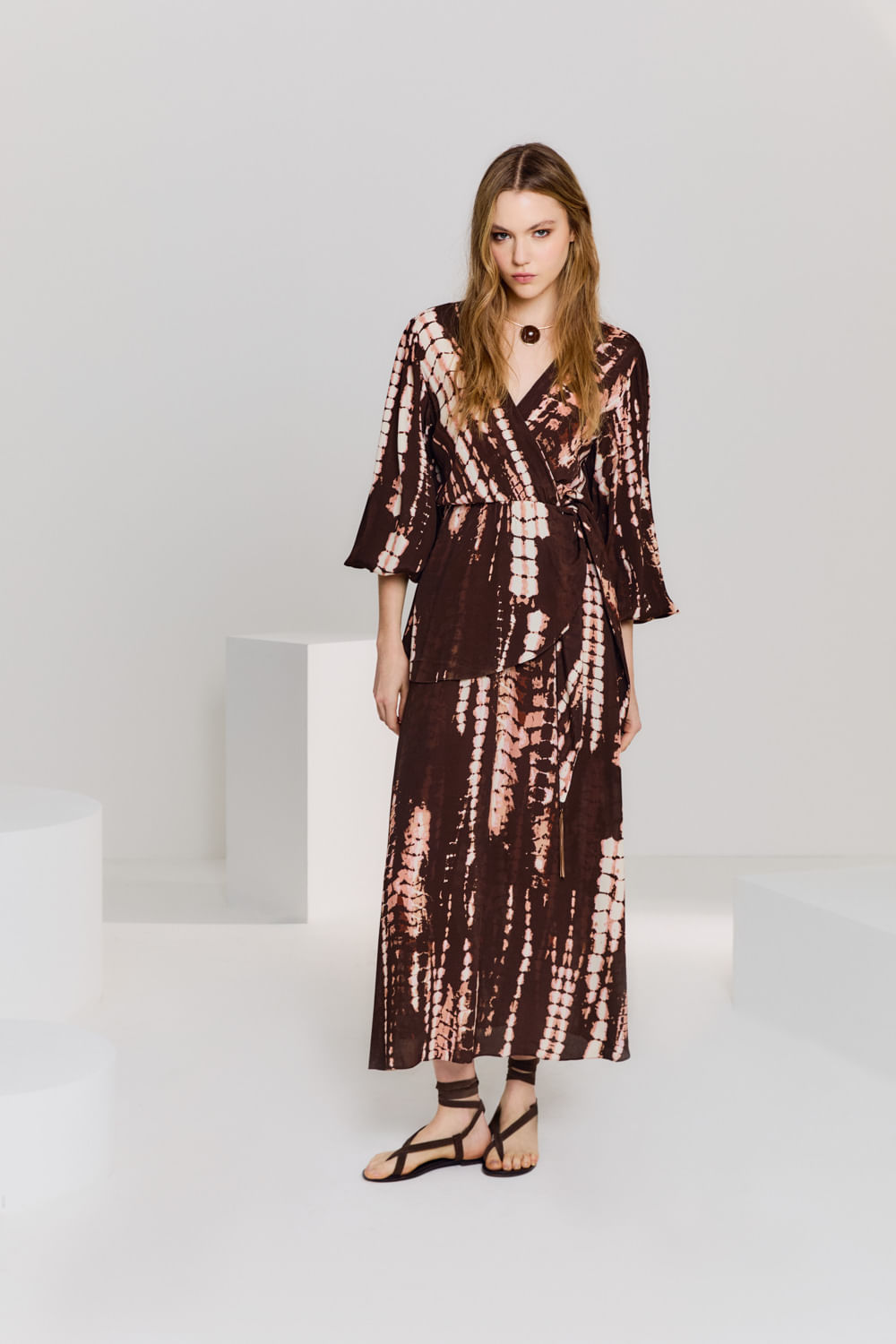 Vestido Longo Estampa Mirna - Est Mirna Rosa