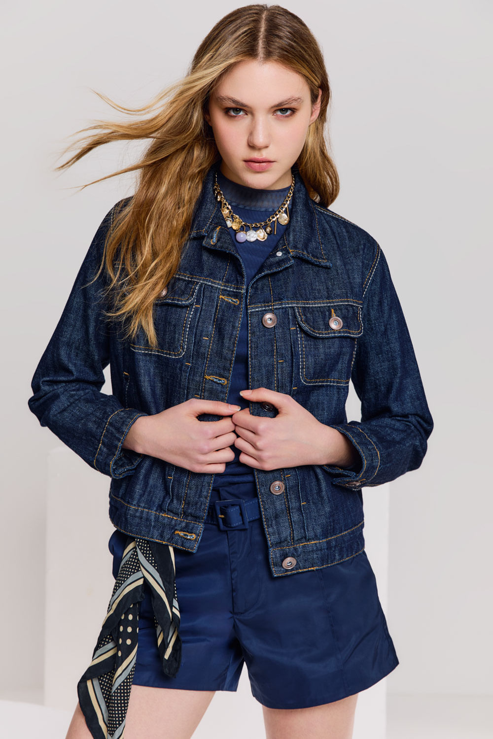 Jaqueta Jeans Pespontada - Jeans