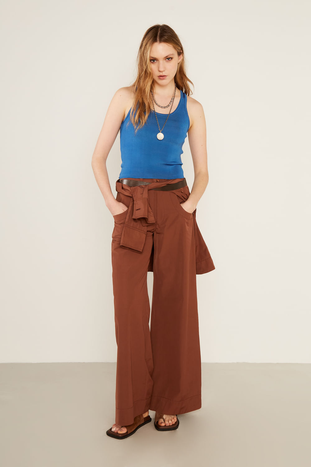 Regata Tricot Rayon - Azul Cobalto