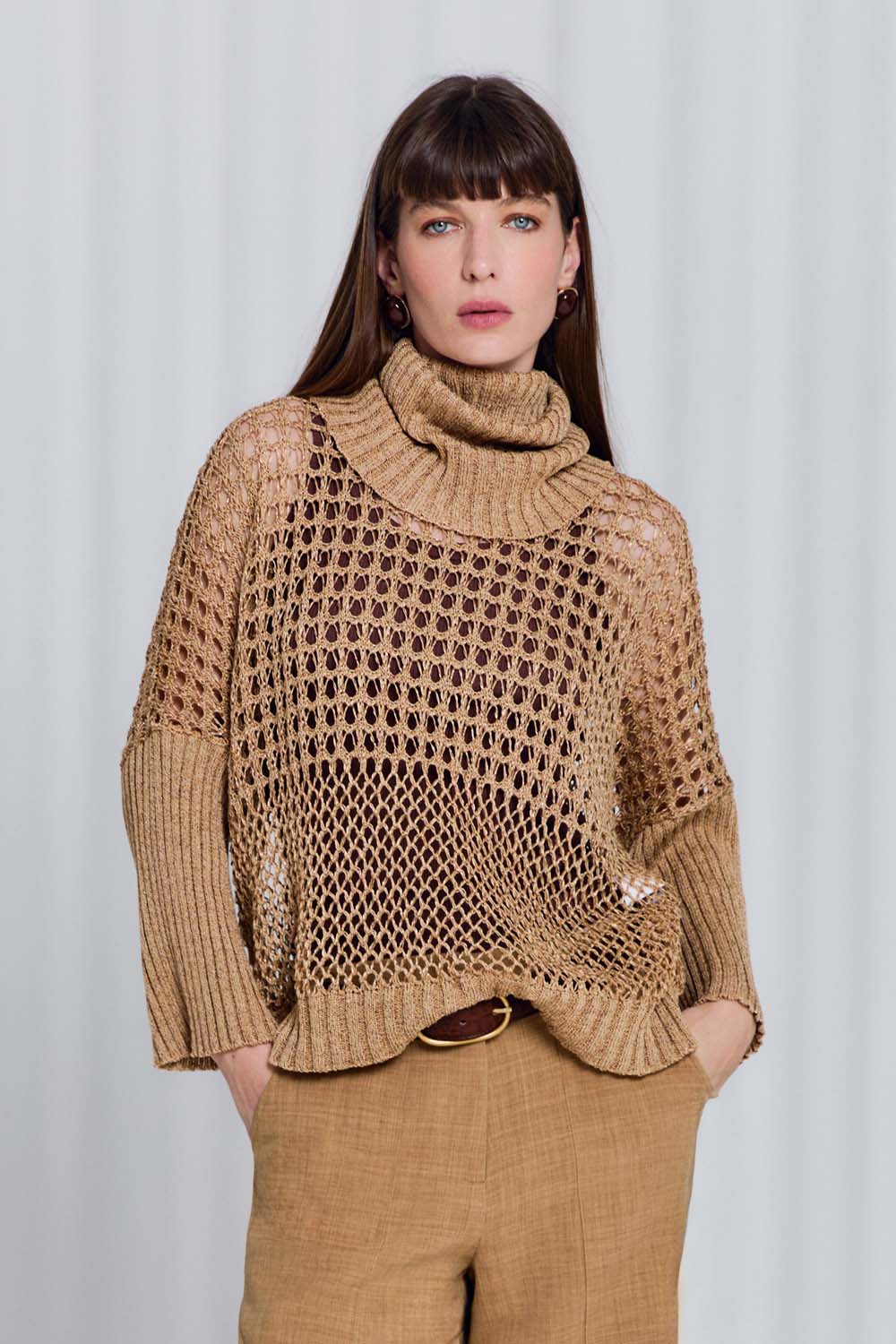 Pull Tricot Lurex - Camelo