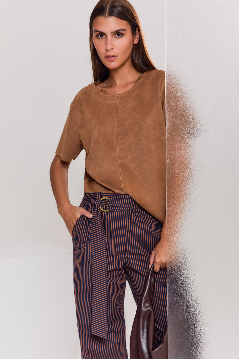 T-Shirt Malha Suede - Marrom Bronze