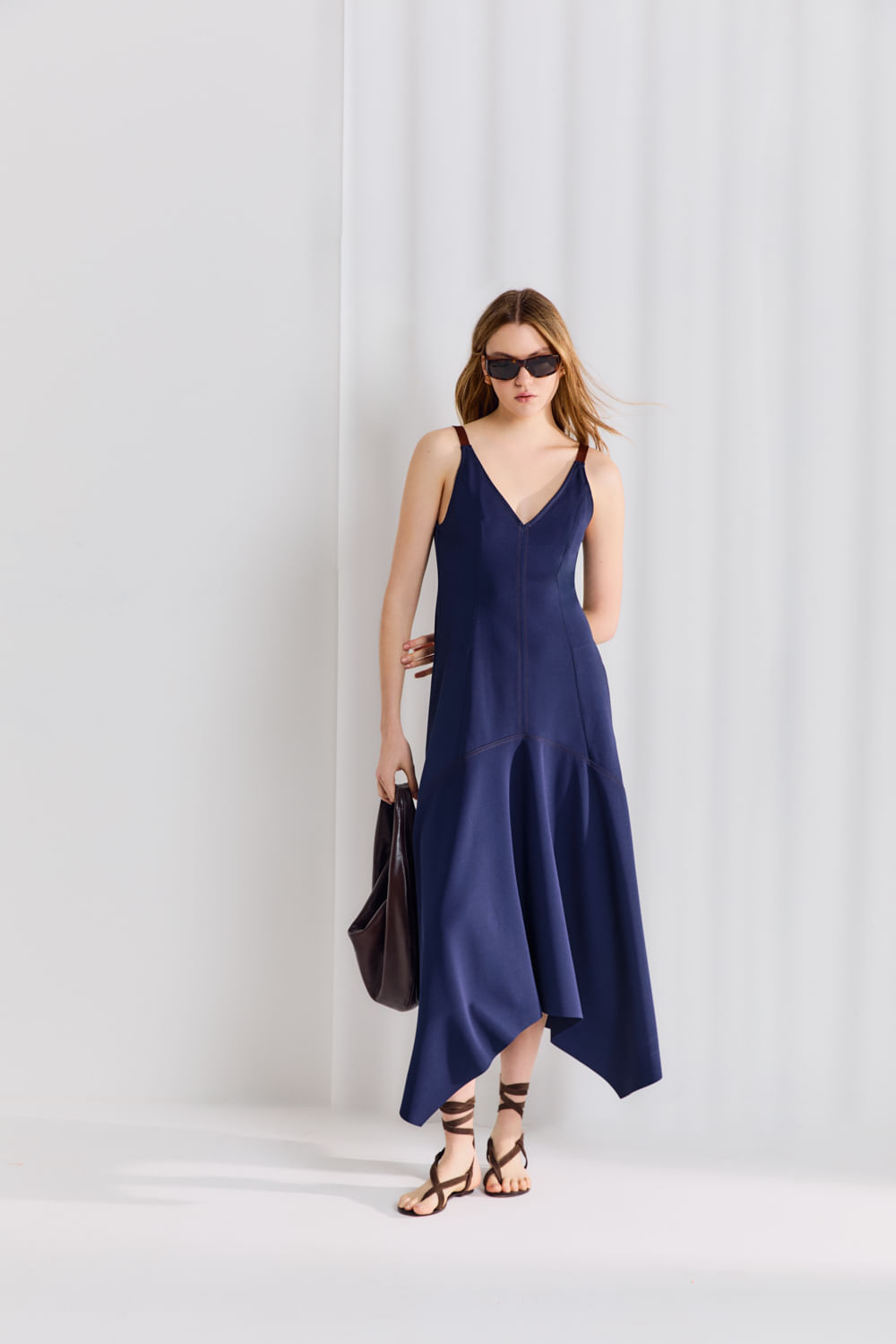 Vestido Malha Meia Argola - Azul Escuro