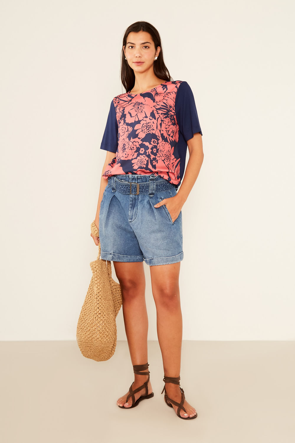 T-Shirt Malha Estampa Babi Rosa - Est Babi Rosa
