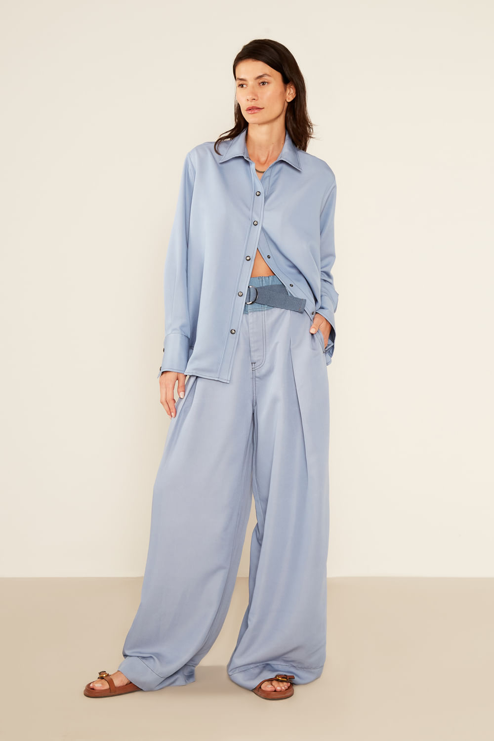 Calça Mix Denim Like - Azul Ceu